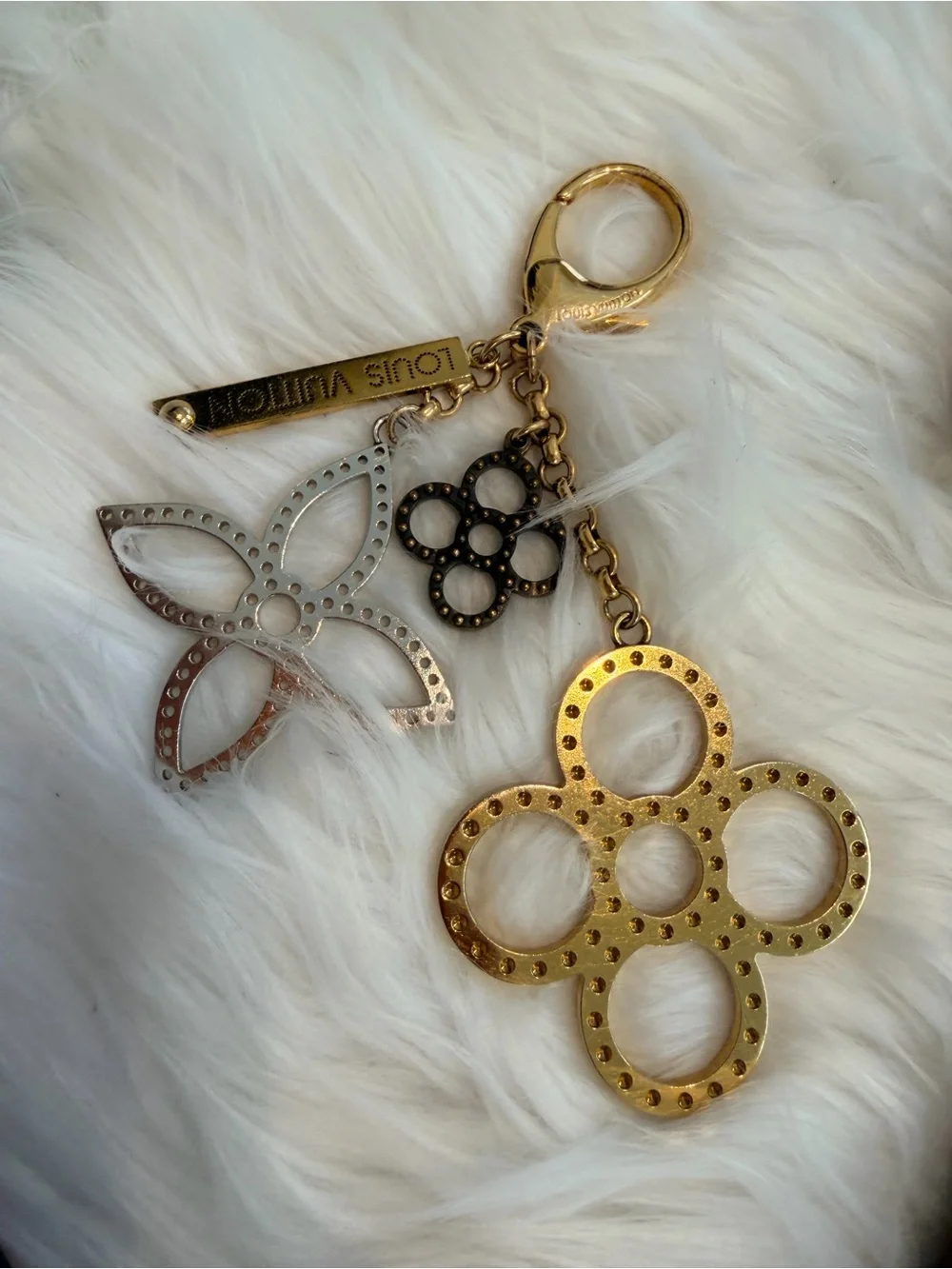 Louis Vuitton Gold & Silver Monogram Floral Key Charm - Picture 4 of 6